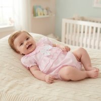 D06408: Baby Girls Romper With Bow (0-9 Months)